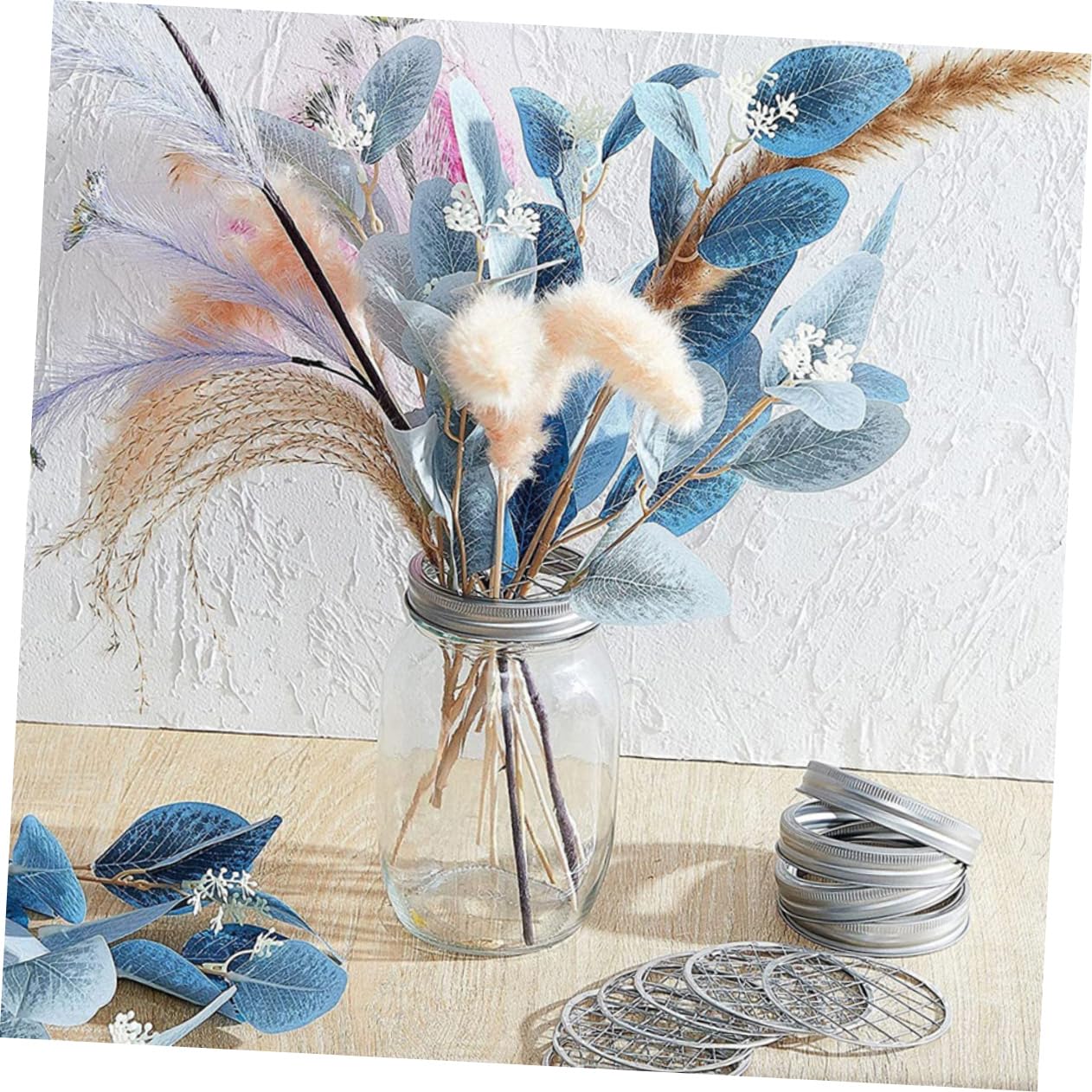 FELTECHELECTR Stainless Steel Jar Floral Grid Vase Grid Insert for Easy Flower Arrangements