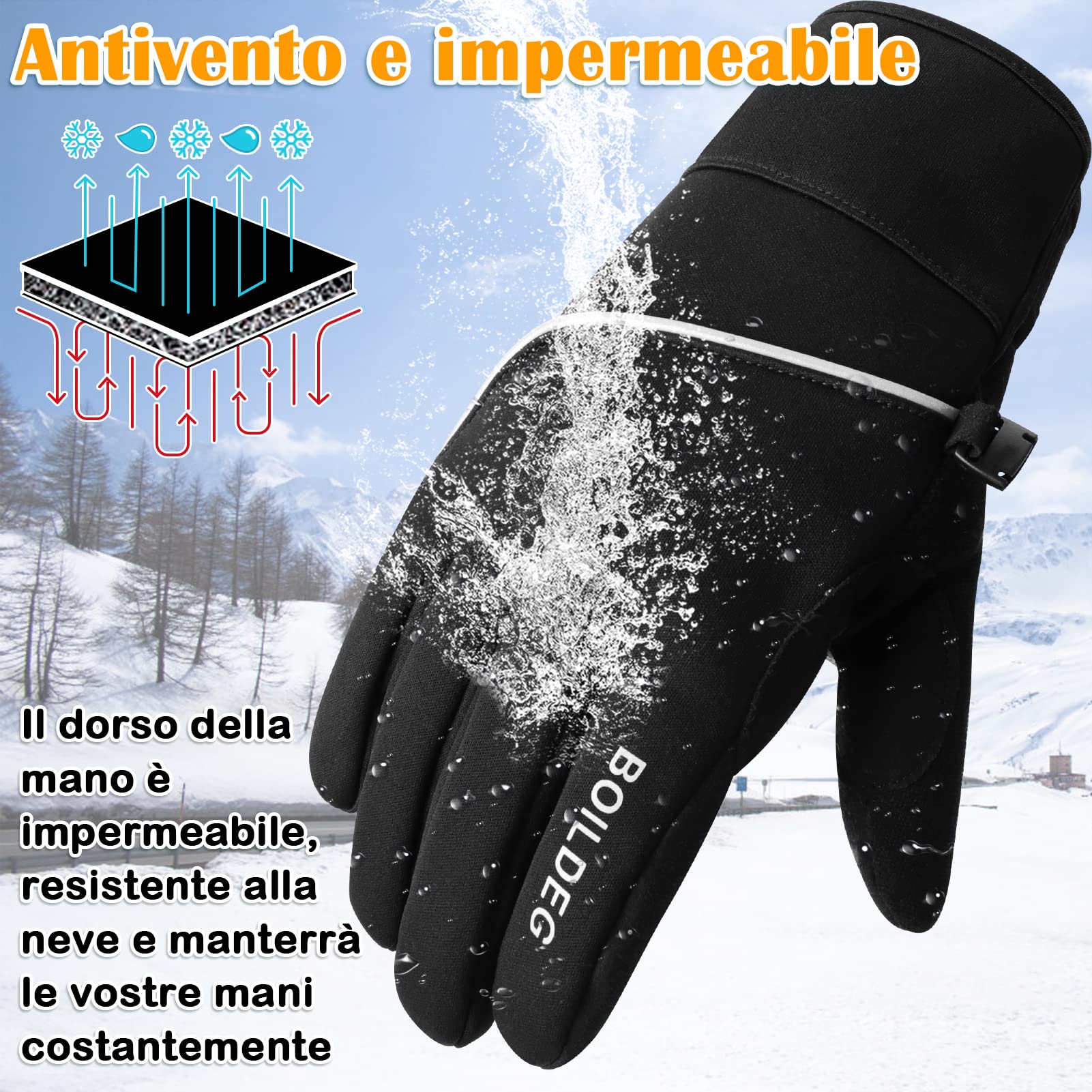 boildeg Guanti da Ciclismo Invernali Antidérapants et amortissants avec Couleur de signalisation Convient pour per Uomo/Donna