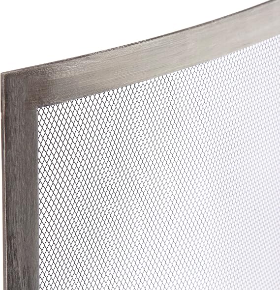 UniFlame Single Panel Curved Pewter Finish Fireplace Screen (S-1613)