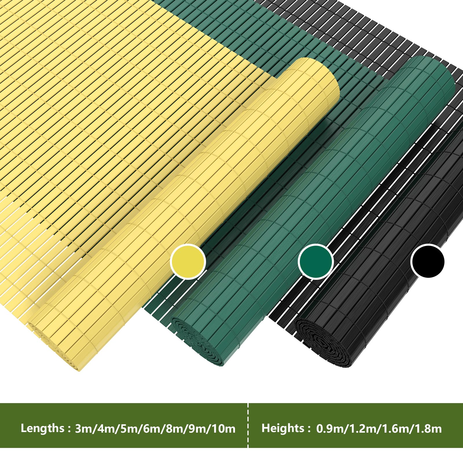 Canisse en PVC 160x300cm, Brise-Vue de Jardin-Balcon-Terrasse-Clôture, Écran de confidentialité, Pare-Brise Extérieure Waterproof et Résistance UV, Habillage de Balcon, Barrière Occultante, Verte