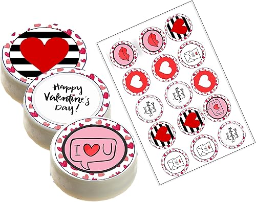 Imágenes comestibles de San Valentín, galletas Oreo, decoración de cupcakes impresa en papel comestible, hoja de glaseado de azúcar, para decoración