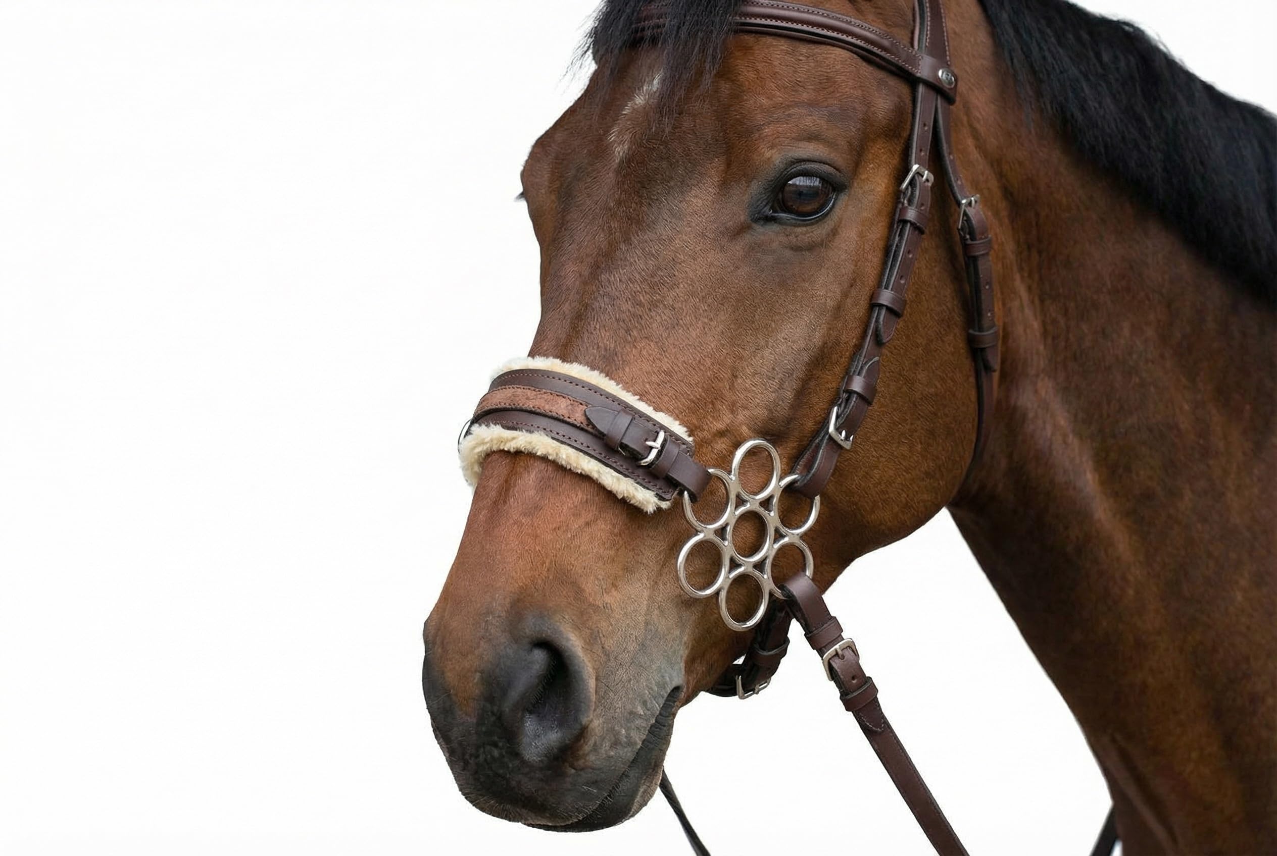 Challenger Tack Hackamore 35H43 Hackamore Western-Fleece, gepolstert, Leder, Edelstahl, verstellbar, Braun