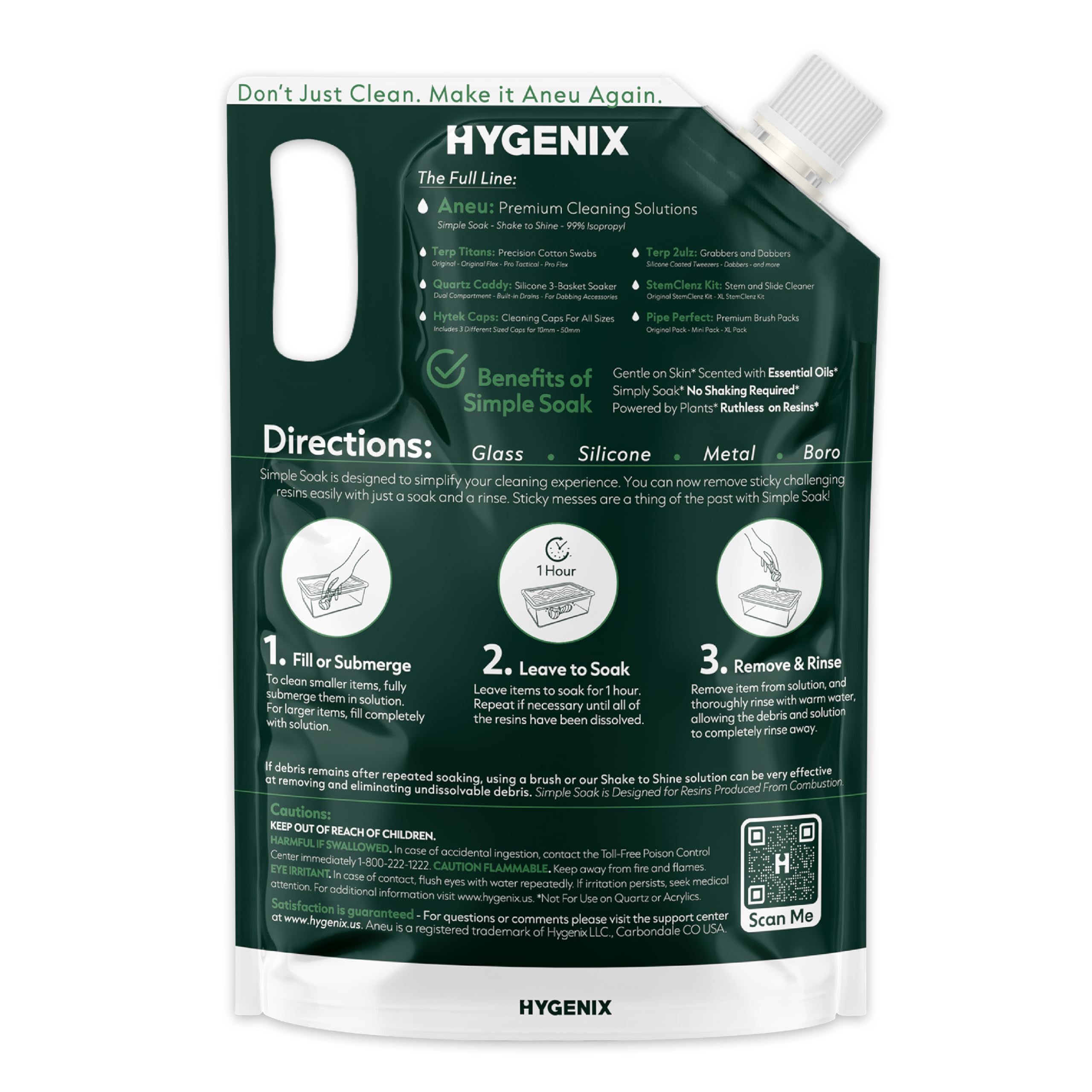 Aneu Simple Soak 1/2 Gallon – Soak & Rinse Formula | Easily Dissolves Tough Resins & Grime | No Shaking Required | Cleans Glass, Silicone, Metal, & Borosilicate