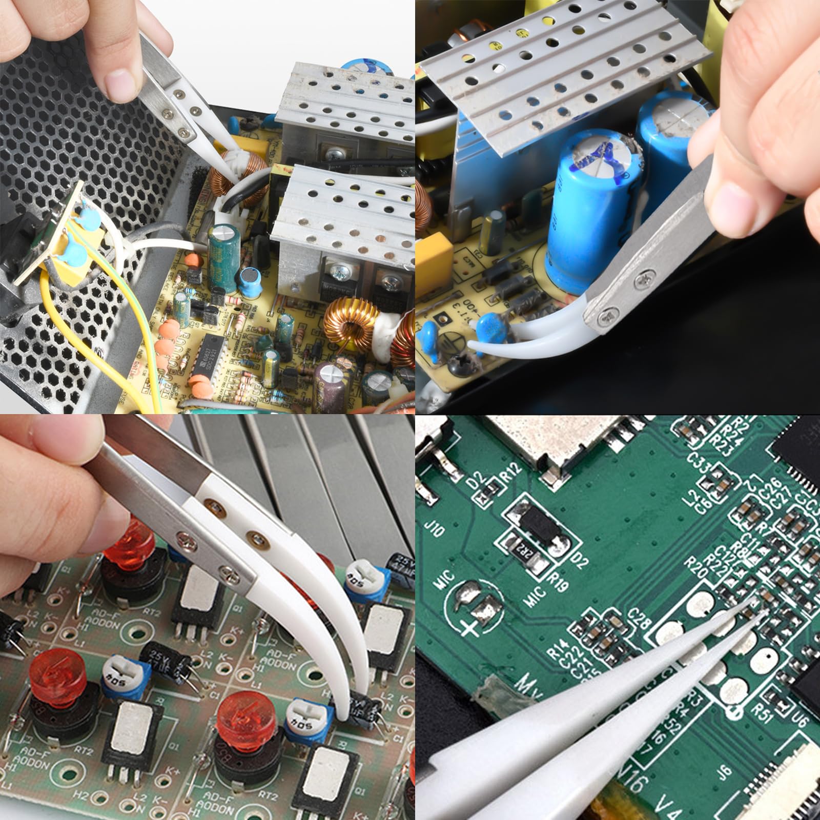 3 pinzette in ceramica in acciaio inox, professionali, set di pinzette per il computer, riparazioni elettroniche, gioielli, lavori di precisione