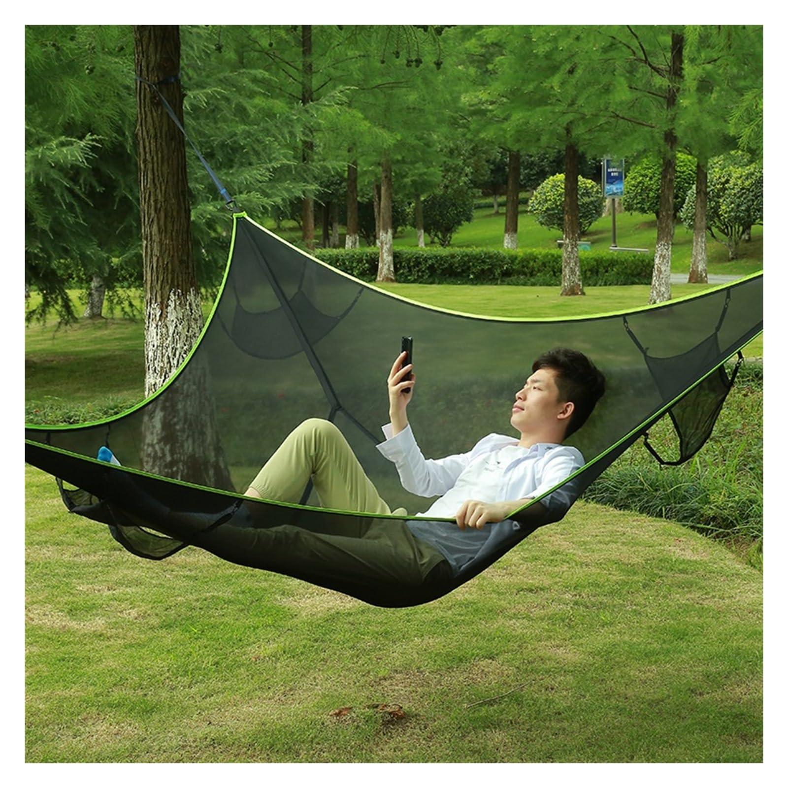 Dreieckige Hängematte im Freien, Camping, Wälder, for Aufhängen, Camping, Antenne, Dreiecksnetz, Mehrpersonen-Hängematte (Size : Black280*280 * 280cm) Garten