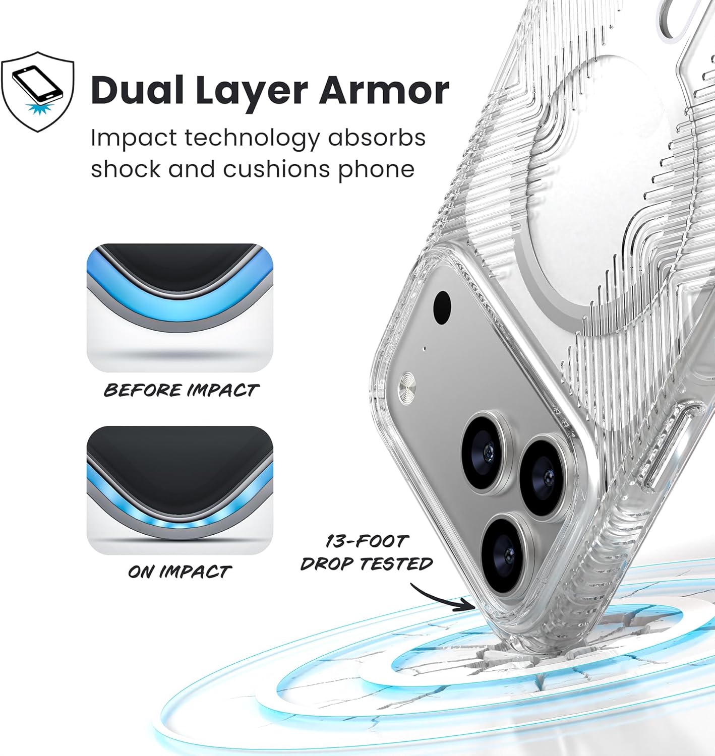 Speck Presidio Perfect Clear Grip for iPhone 17 Pro Max Case, ClickLock Interlock, Slim Protective Case, Clear/Clear/Silver - Image 8