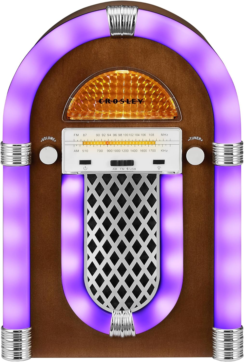 Crosley CR1102A-WA Presley Retro Tabletop Jukebox Bluetooth AM/FM Radio, Vintage, Walnut
