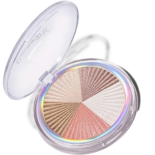 Witcrskm Paleta de resaltador facial de maquillaje 5 colores iluminador de brillo natural kit de paleta de maquillaje de contorno nacarado