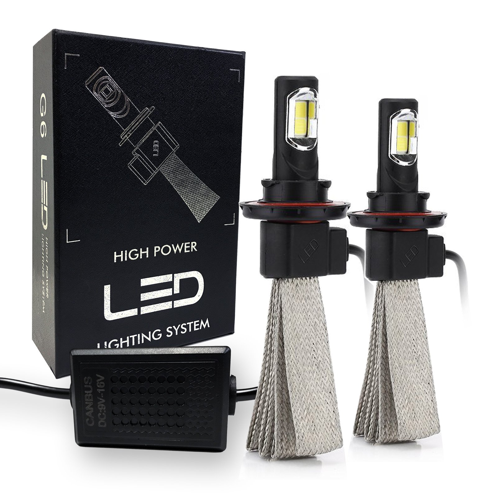 SOCAL-LED LIGHTING H13 9008 Fanless LED Conversion Kit 72W 8000LM 6000K Xenon White Car Headlight Bulbs Hi/Lo H/L