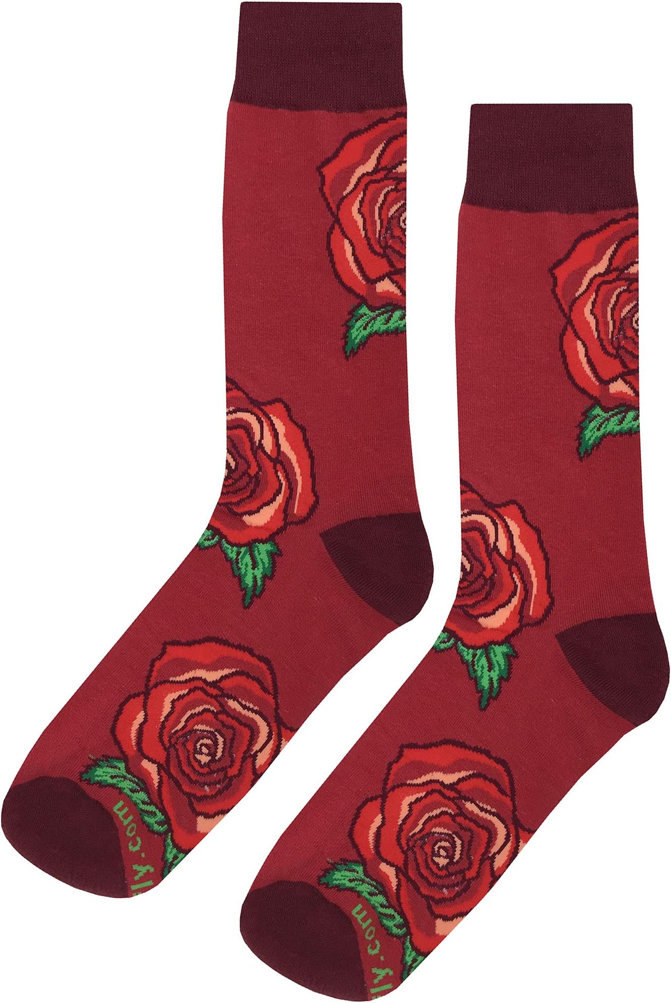 SockFly Rose Dress Socks Funny Novelty Crazy Fun Design Men Size 8-12 Cotton Casual Crew Colorful Funky Fancy Socks Gift f...