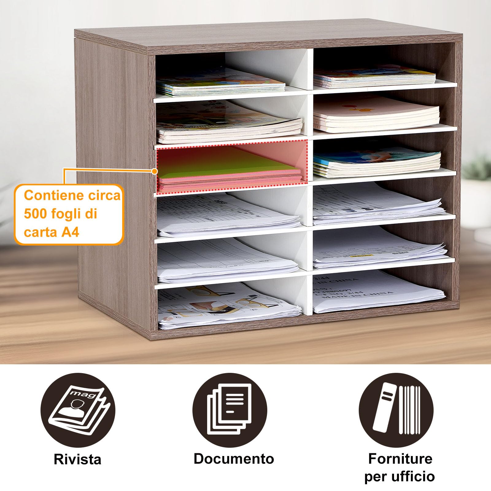 Organizer Documenti A 5 Livelli Per Scrivania - Porta Lettere A4, In PVC, Design Compatto - Foto 3