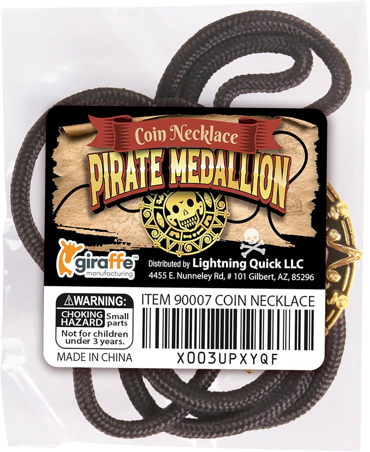 Giraffe Manufacturing Medallion Pirate Skull Necklace Pendant with Black Cord Gold Pirate Accessories Women, Pirates Cosplay Halloween Jewelry for Women & Men Easter Costume Parties & Gifts