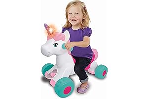 Kiddieland Unicorn Ride-On Toy for Girls - Explore Magical Adventure with Music and Lights