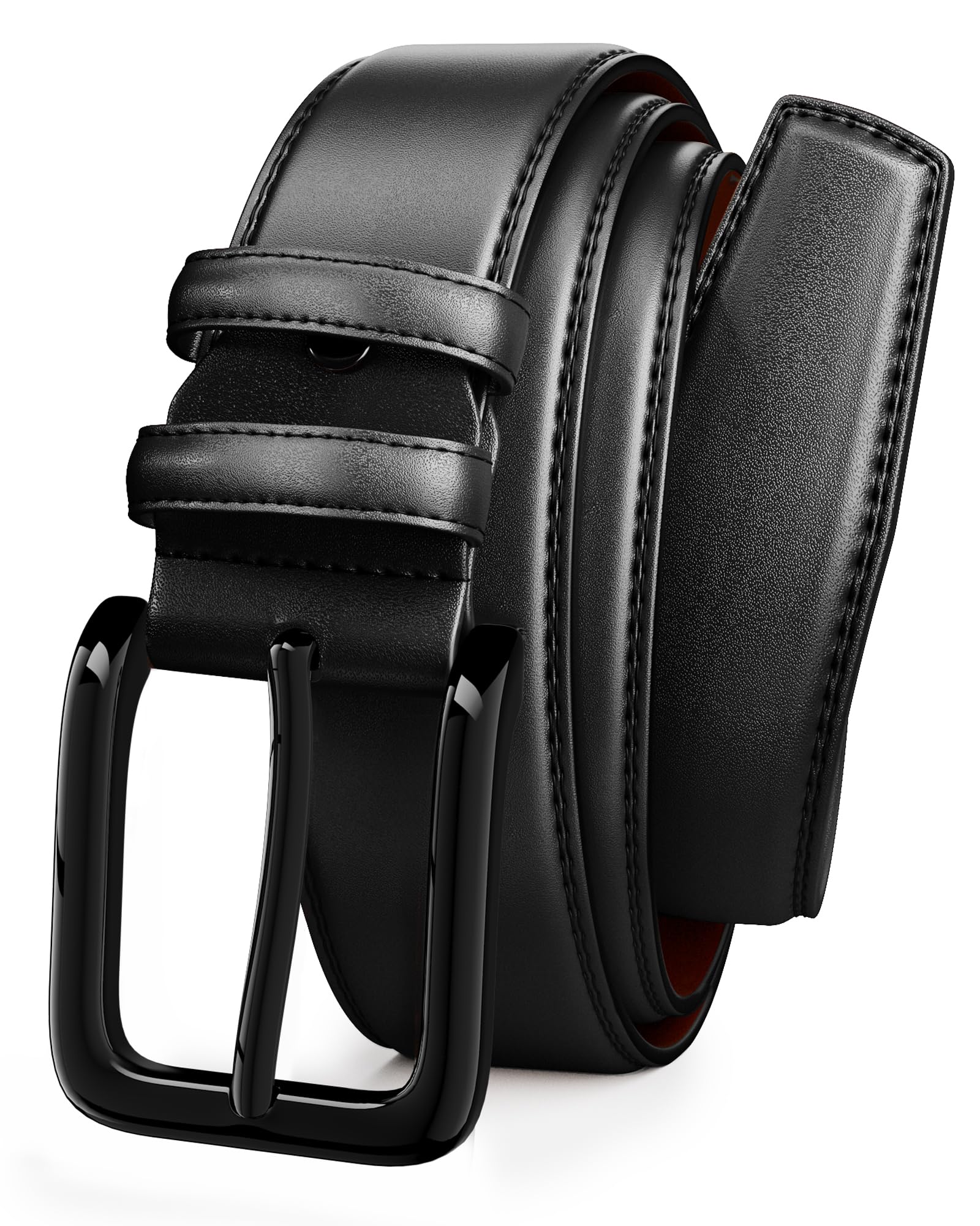 Papaanils Casual Black Dress Belt for Men,Black Belt Men, Matching for Office Woriking or Casual Jeans, Width 1.38