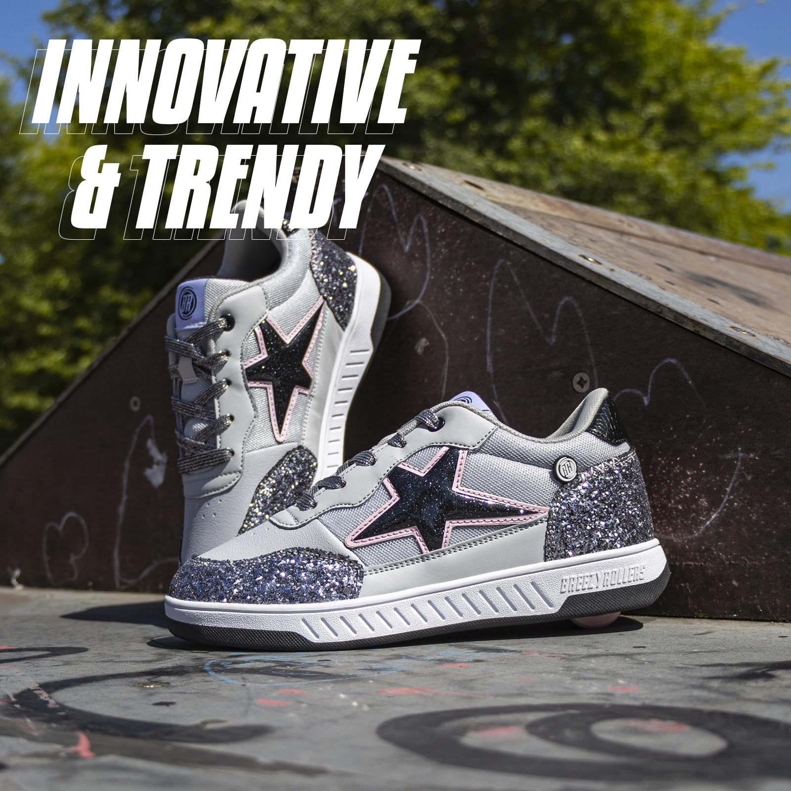Breezy Rollers Zapatos con Ruedas para Niños | Zapatillas-Patines Infantiles | De Zapatos Callejeros a Patines en Segundos | Sistema de Clic Patentado | Zapatillas con Ruedas para Niñas y Niños