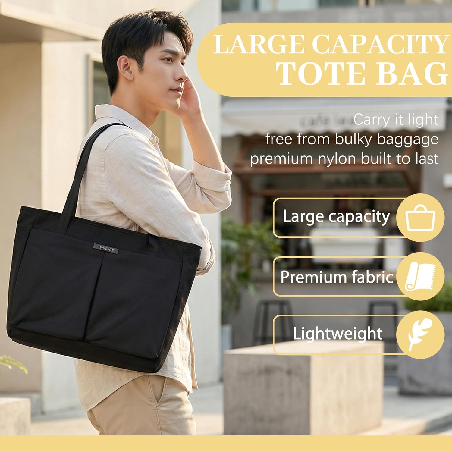 FSD.WG Men's Tote Bag,Business Bag,Briefcase,Large Capacity,Black