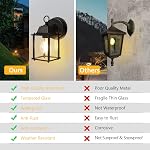2 Pack Outdoor Wall Light, Exterior Waterproof Wall Sconce Light Fixtures, Black Front Door Wall Lantern with Clear Glass Shade, Aluminum Anti-Rust Porch Lights for Garage, A19 Bulbs Included