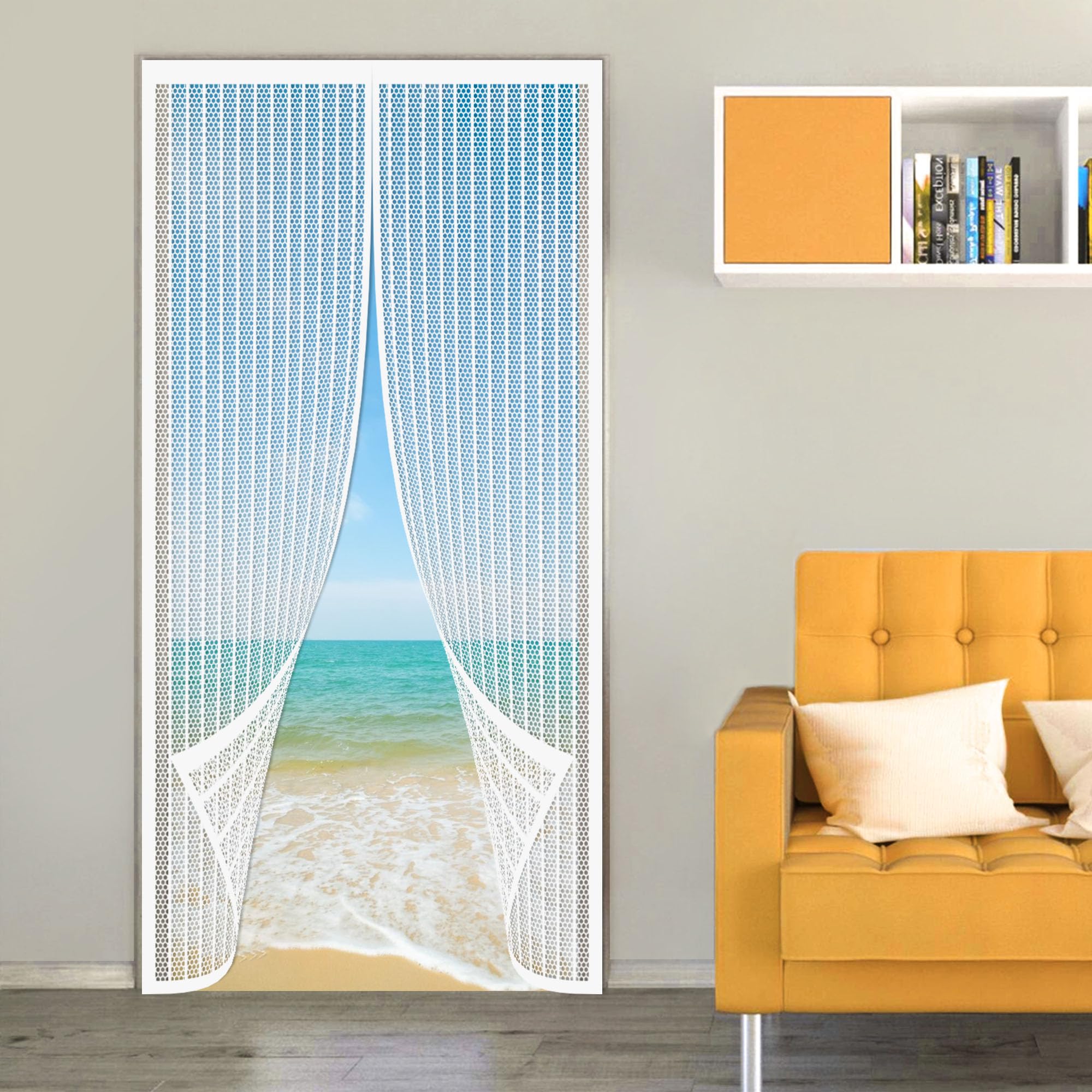 Moustiquaire Porte Aimantée 88x225 Rideau Antimoustique Blanc Discret