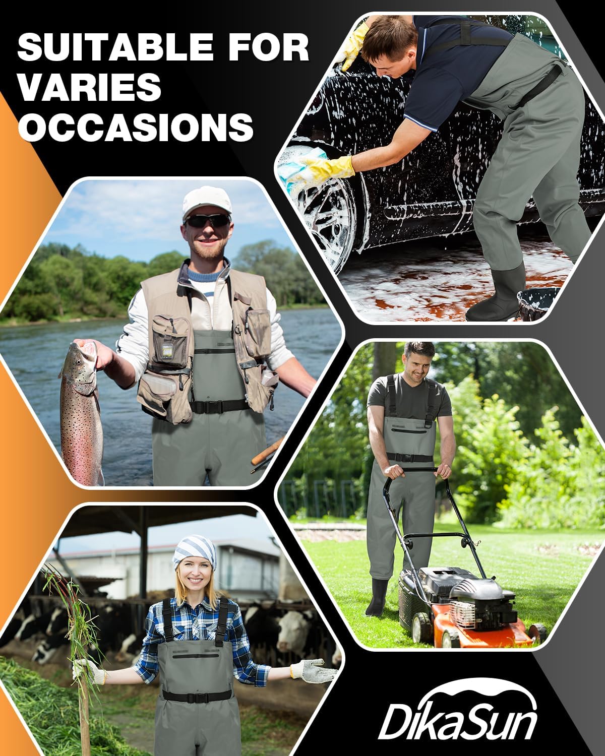 Fishing Waders for Men Women| 2-Ply Nylon/PVC Waterproof Chest Wader with Boots for Duck Hunting & Fly Fishing| Lightweight Bootfoot Waders