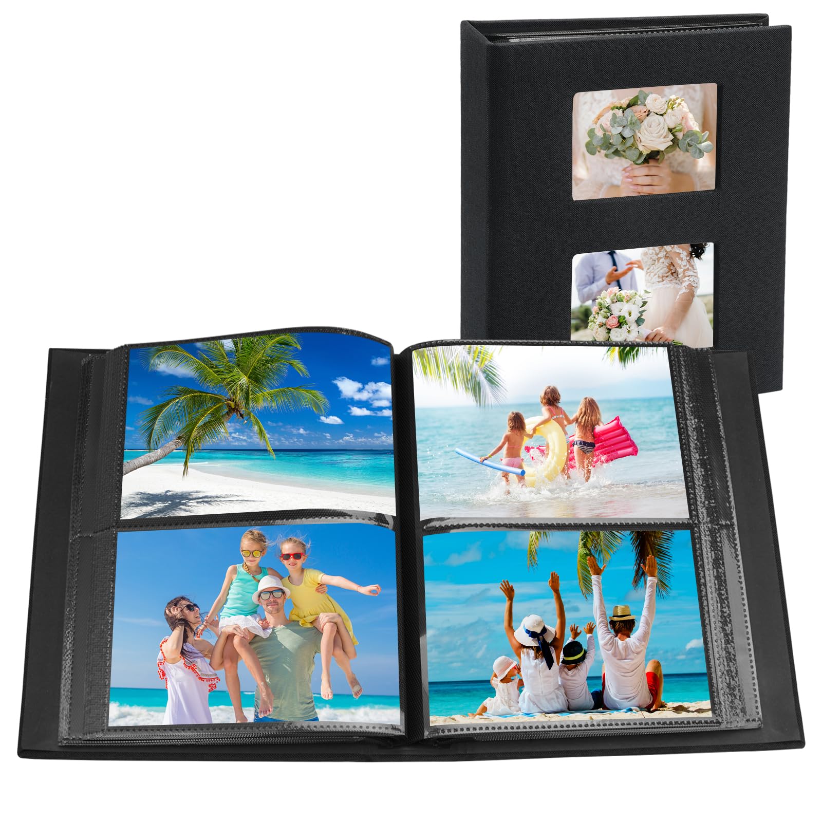 Album Photo 10x15, 200 Photos Album Photo Pochette | Album Photo Grand Format, Couverture en Lin Naturel Album Photo, Album Photos, pour Famille, Mariage, Voyage(Noir)