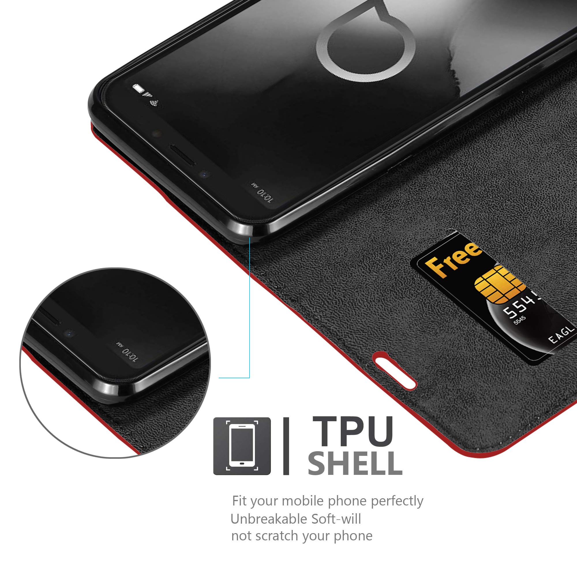 Cadorabo Custodia Verde per Alcatel 1X 2019: Cover Libro in Similpelle