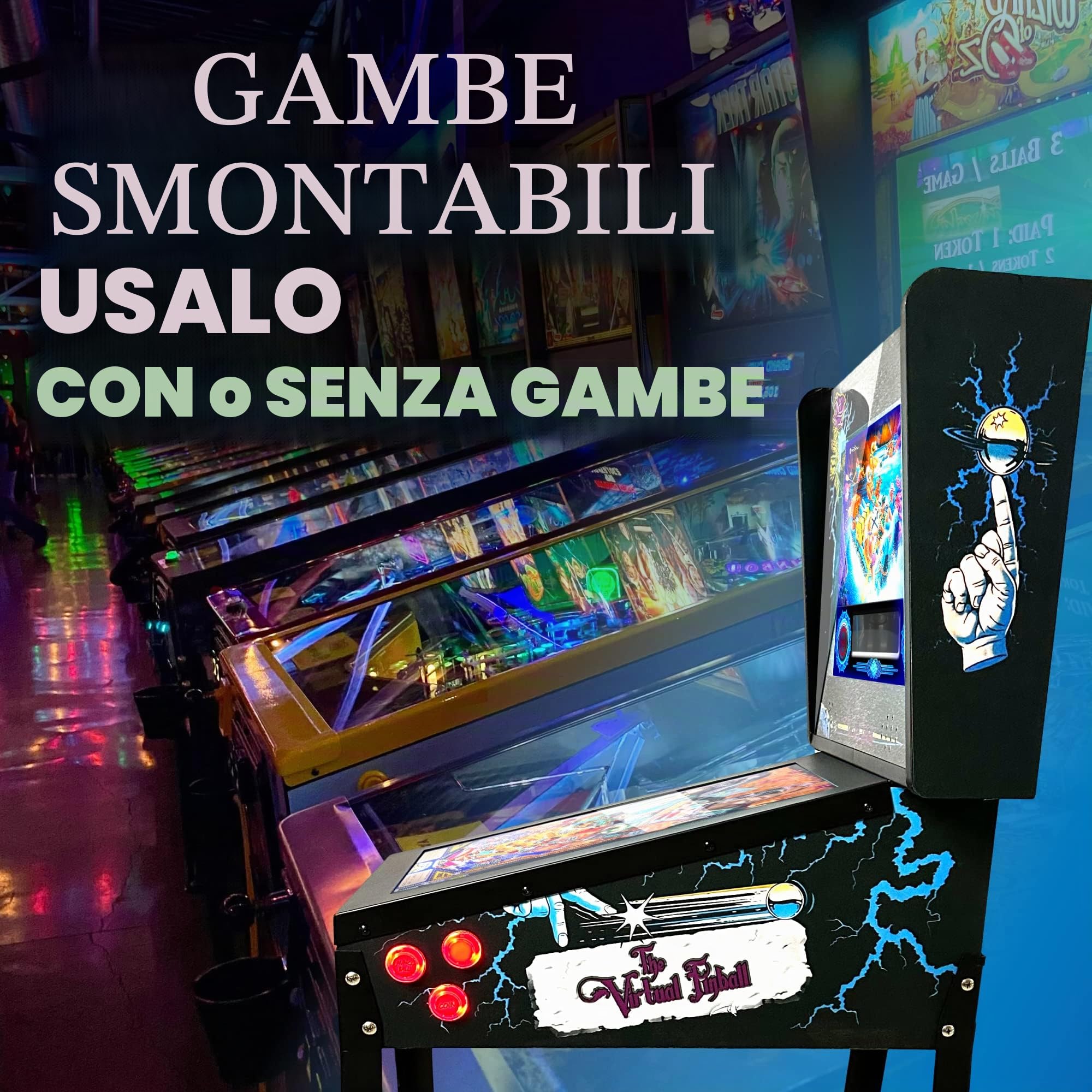 Flipper virtuale, Playfield 18.5", Backglass 15", PC AMD Ryzen 5 con 16GB RAM 256GB SSD, Più di 500 tavole di Visual Pinball e più di 900 giochi mame verticali, Sensore KL25Z (VERSIONE MIGLIORATA)