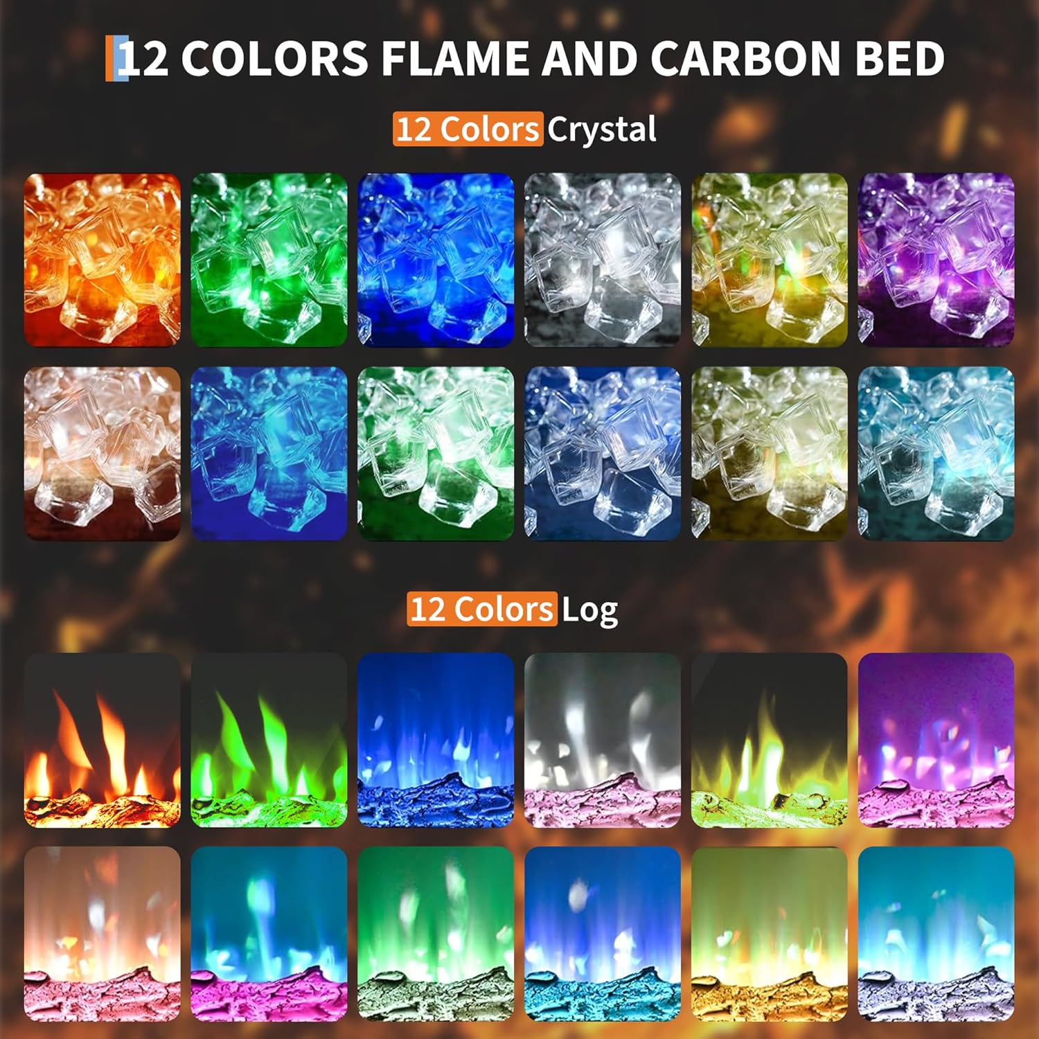 Close-up of the electric fireplace touch controls and remote control.