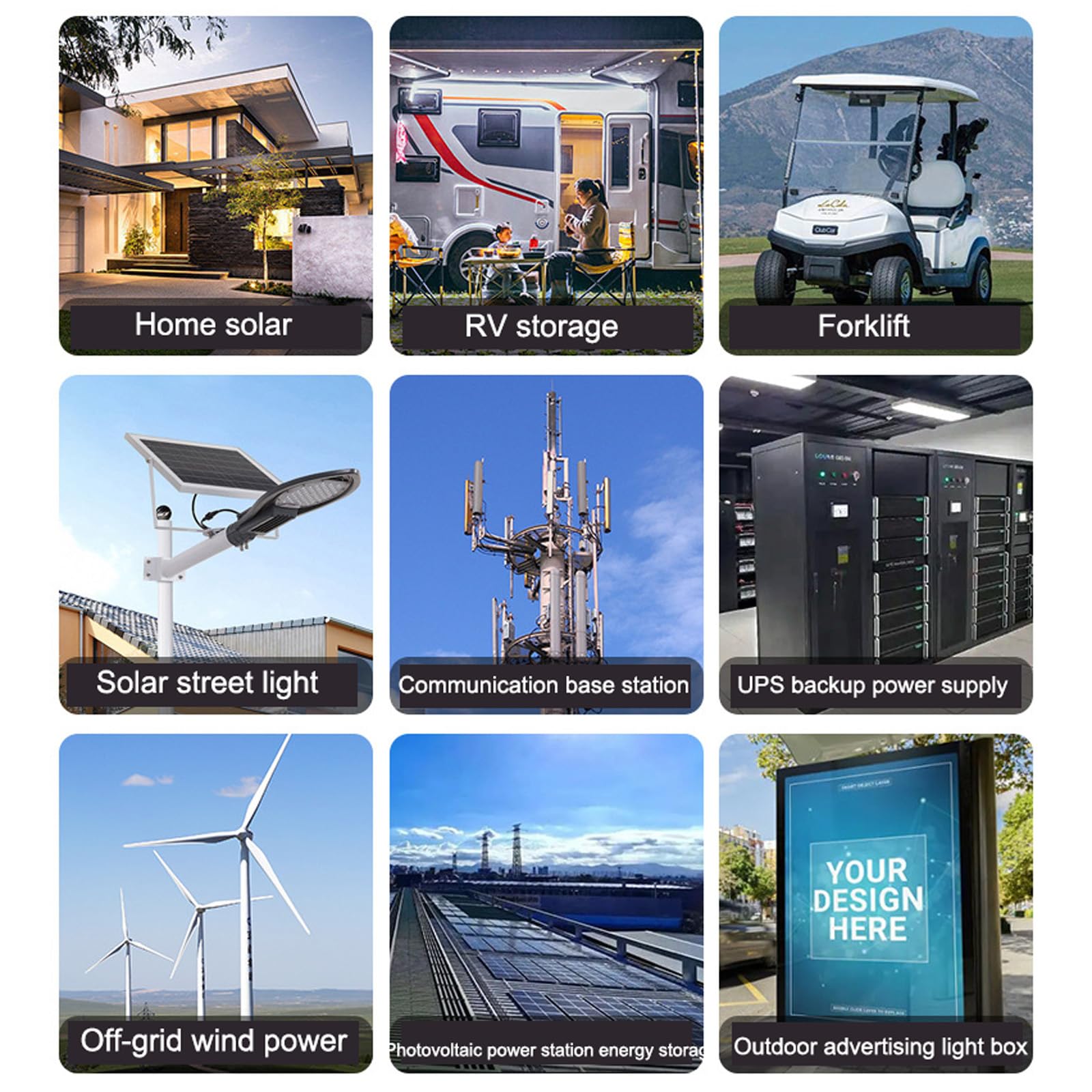 12.8V 50AH 80AH 100AH 200AH 300AH LiFePO4 Batteria 12 Volt Batteria Ricaricabile 3000+ Ciclo per Camper Campeggio Marino Solar Home off-Grid System Backup Power