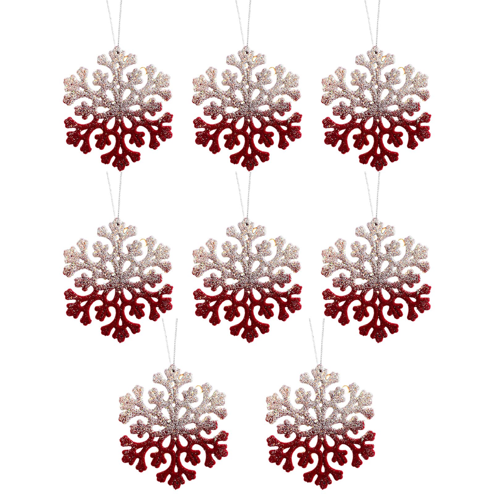 Nucelit Of 8 Christmas Tree Flocking Ornaments Festive Star Snowflake Reindeers Decors Hanging Star Ornaments Reindeers Christmas Tree for Kids