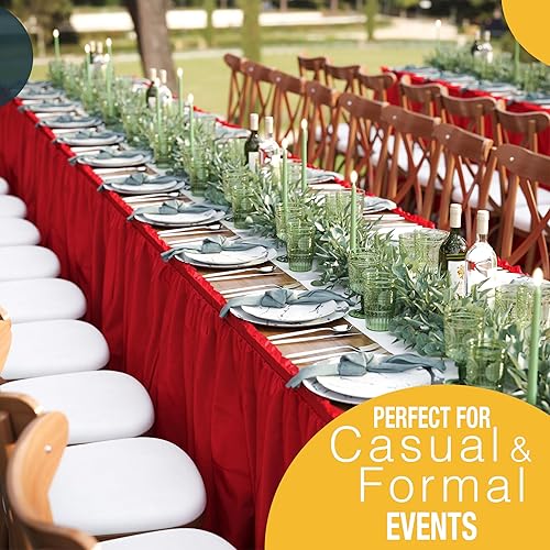 Miniatura 158 de Exquisite Falda de mesa con volantes, color marrón, paquete de 2 faldas de mesa de 14 pies de largo para mesas rectangulares de 6 pies o faldas