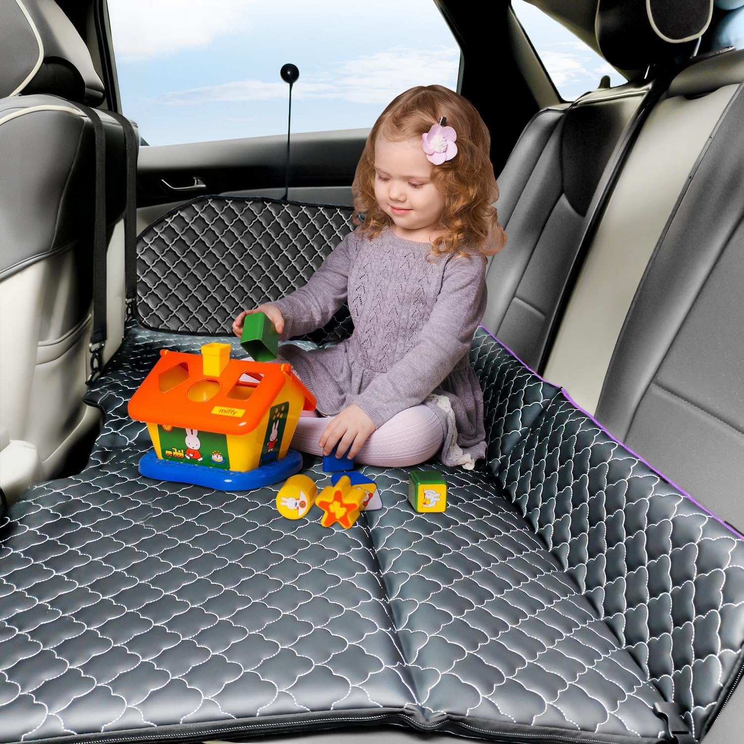yashine non inflatable truck bed air mattress for large truck, car travel camping back seat extender for f150/ram 1500/silverado/ranger/gmc/tundra/tacoma
