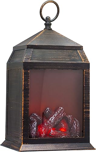 YAKii Linterna rectangular para chimenea, 6 LED superbrillantes, temporizador de 6 horas, funciona con pilas, decoración colgante para sentarse en