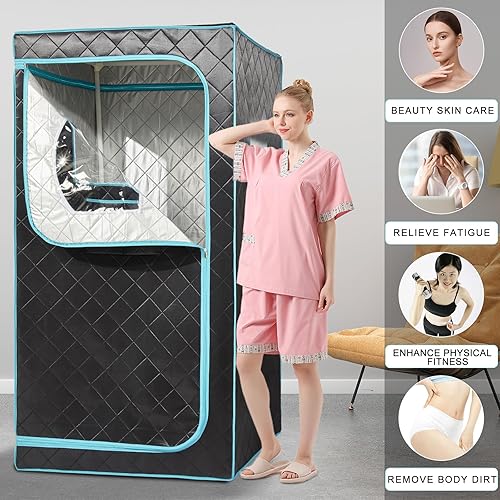 Miniatura 6 de AURGOD Sauna infrarroja portátil de tamaño completo juego de tienda de campaña de sauna para spa en casa con control remoto de temperatura