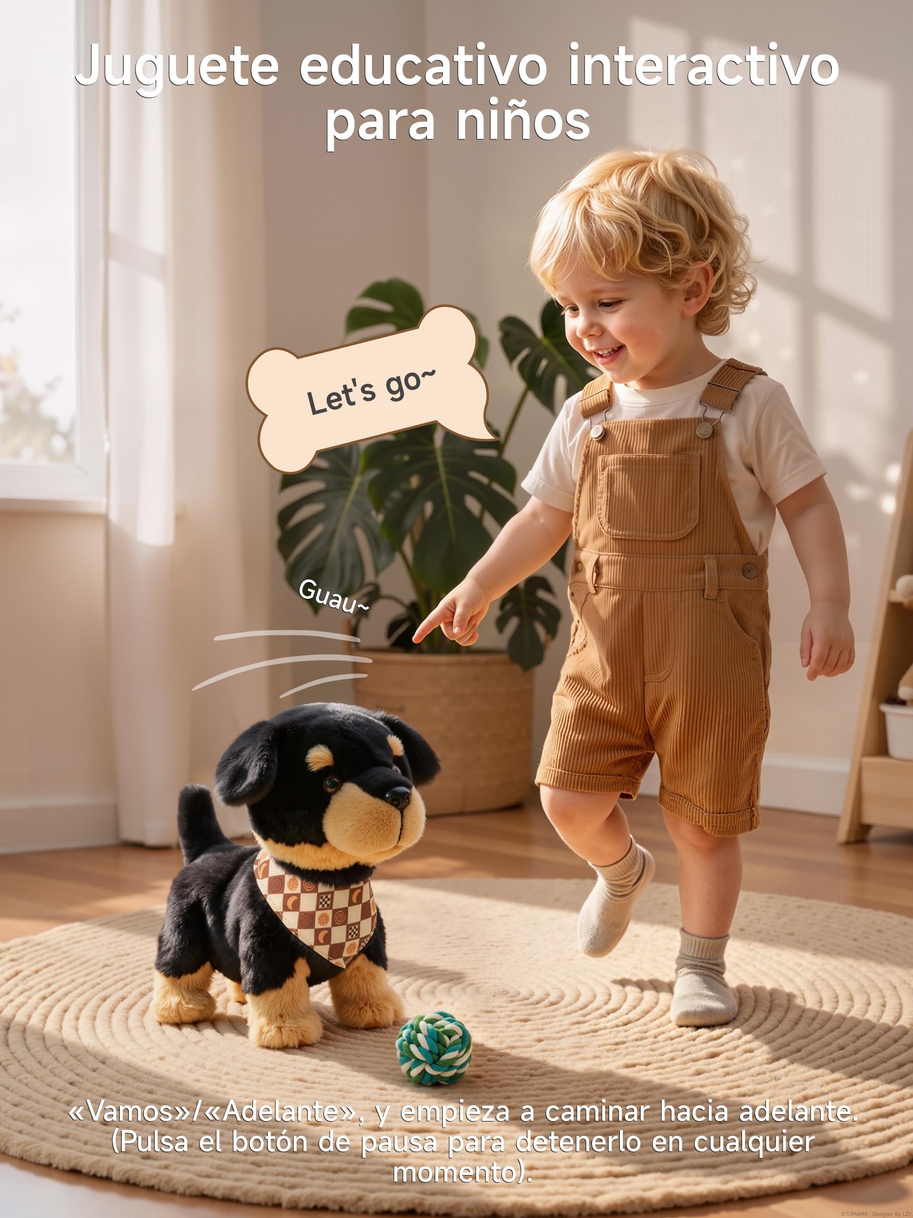 OR OR TU Perro Juguete Que Anda y Ladra y Lame con Control por Voz | Rottweiler, Canta, Ladra, Camina y se Sienta; Material Hipoalergénico; para Niños a partir de 2 Años, Regalo
