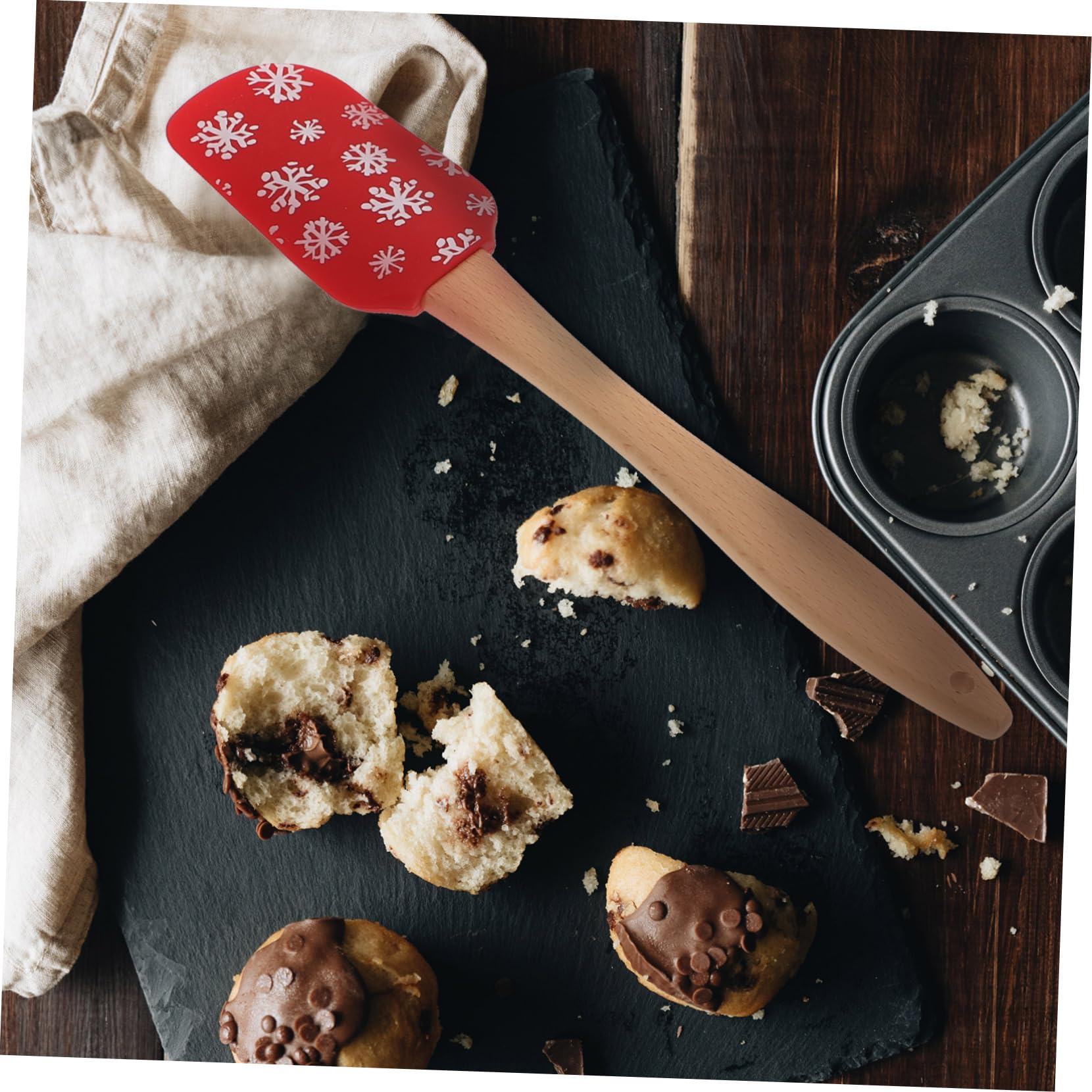 4pezzi Raschietti in Silicone per Dolci da Utensili Cucina Natalizi per Mescolare e Raschiare Impugnatura Ergonomica per Uso Domestico e Picnic