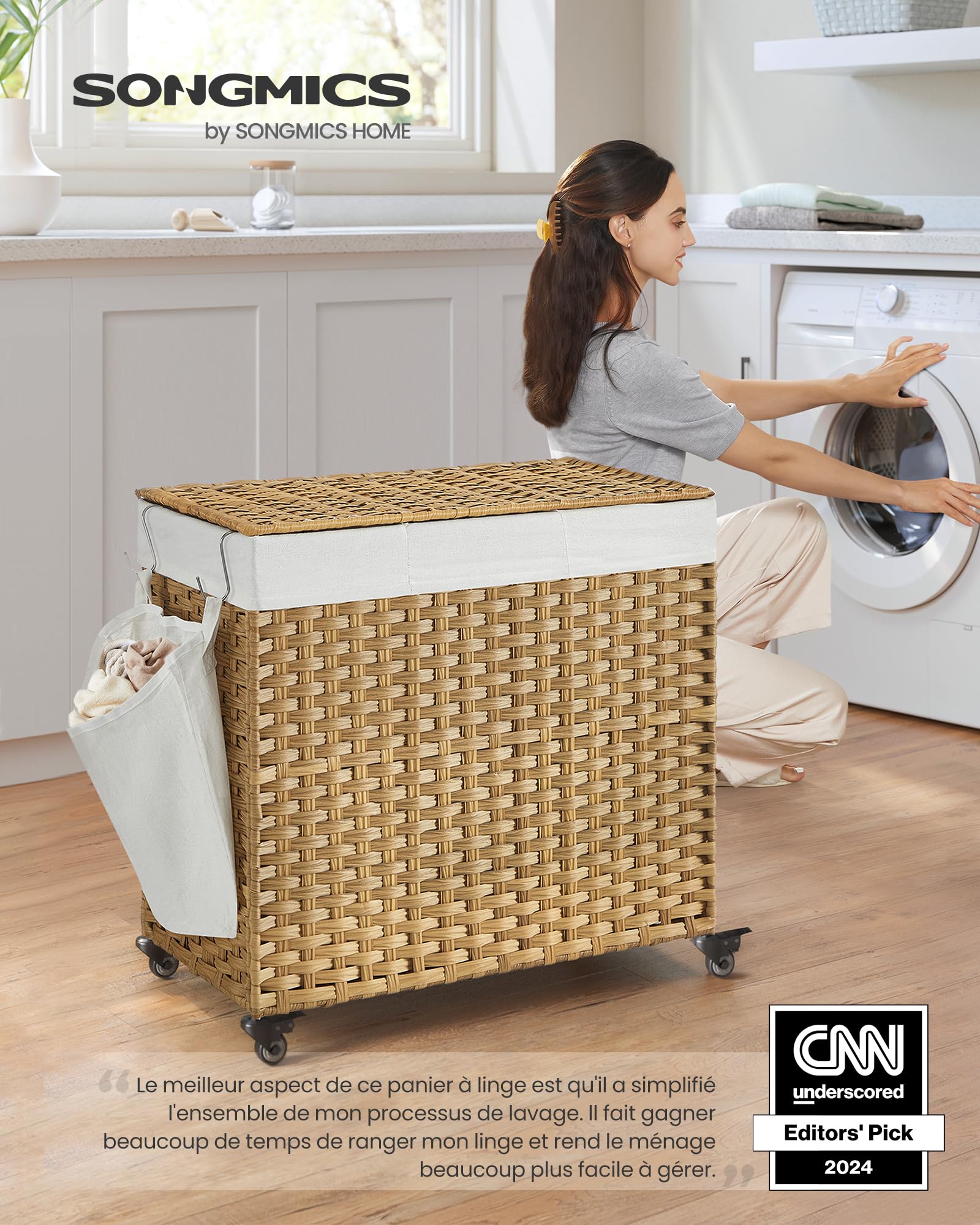 Panier à Linge Mural Petit - Gedotec Fil Blanc Métallique - Corbeille Étroite