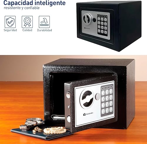 Miniatura 5 de Pequeña caja fuerte de seguridad electrónica, cerradura digital y llaves, caja de seguridad para dormitorio, material de acero laminado en frío,