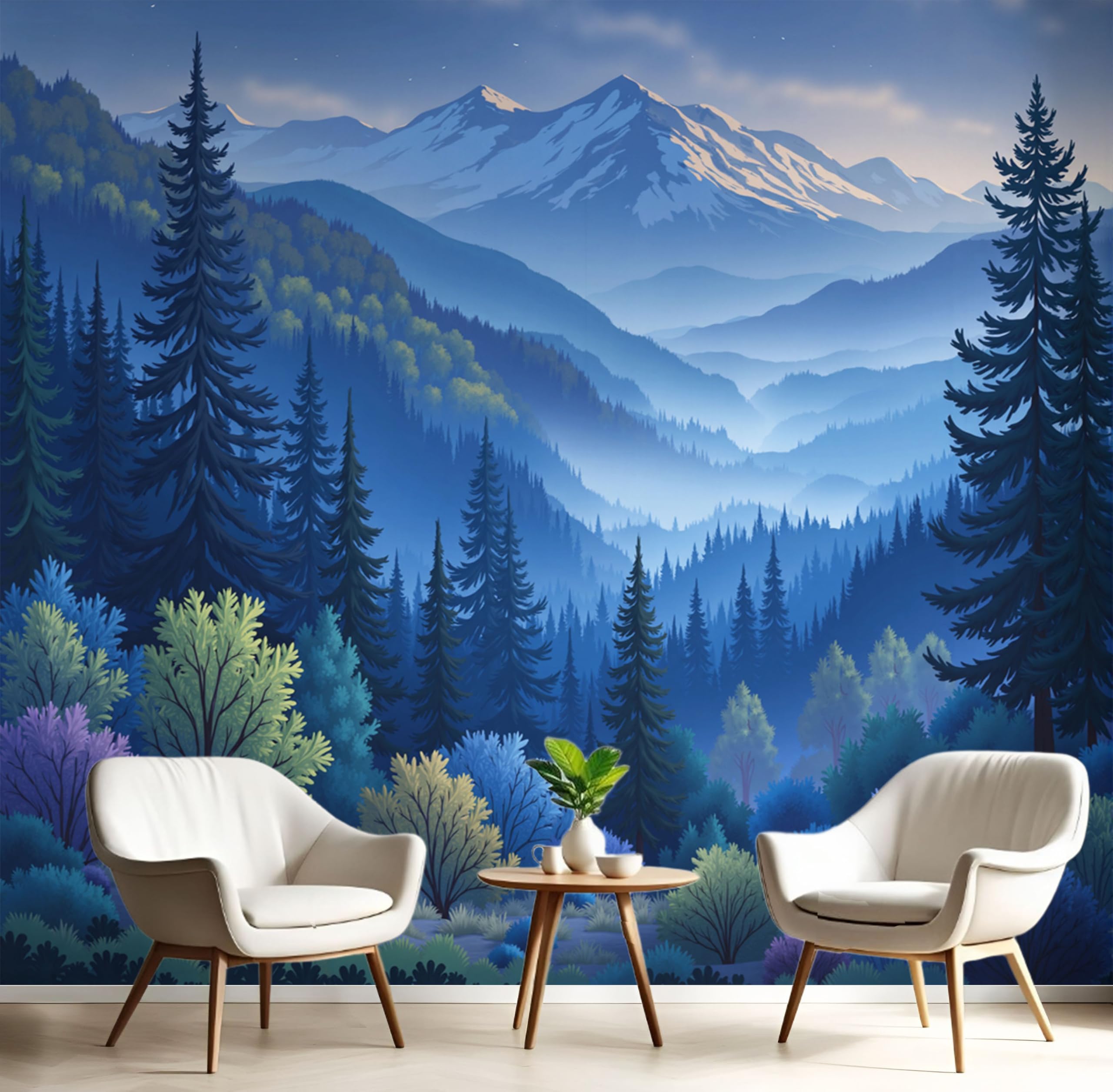 Fresque murale forêt aquarelle papier peint décoration de prestige
