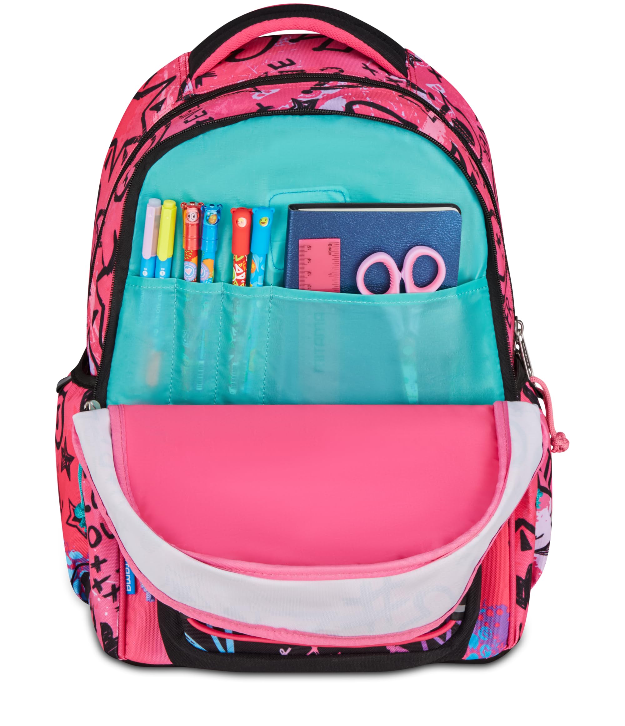 Mitama Zaino Scuola Elementare M-Power RockNLove, Triplo Scomparto, Ragazzi e Ragazze, Tasca Porta Borraccia, Schienale Imbottito, rosa