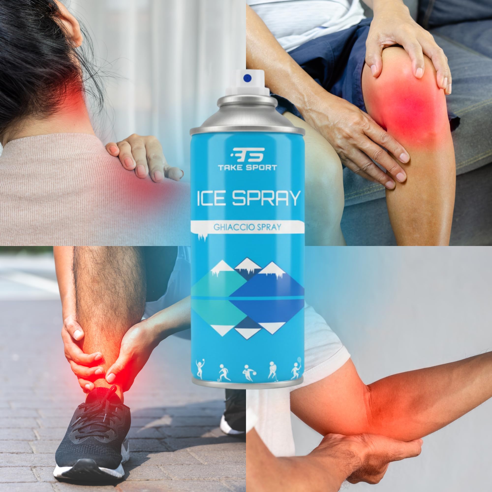 TS TAKE SPORT - Ghiaccio Spray | Ghiaccio Spray Istantaneo | Ghiaccio Bomboletta | Ice Spray Professionale per Sportivi (azzurro, 6 pz)