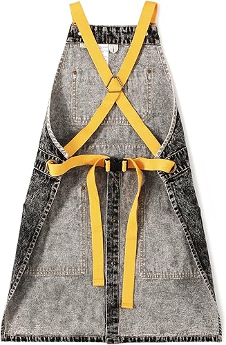 Miniatura 3 de Jeanerlor Delantal de herramientas de mezclilla para mujeres y hombres con correas cruzadas ajustables