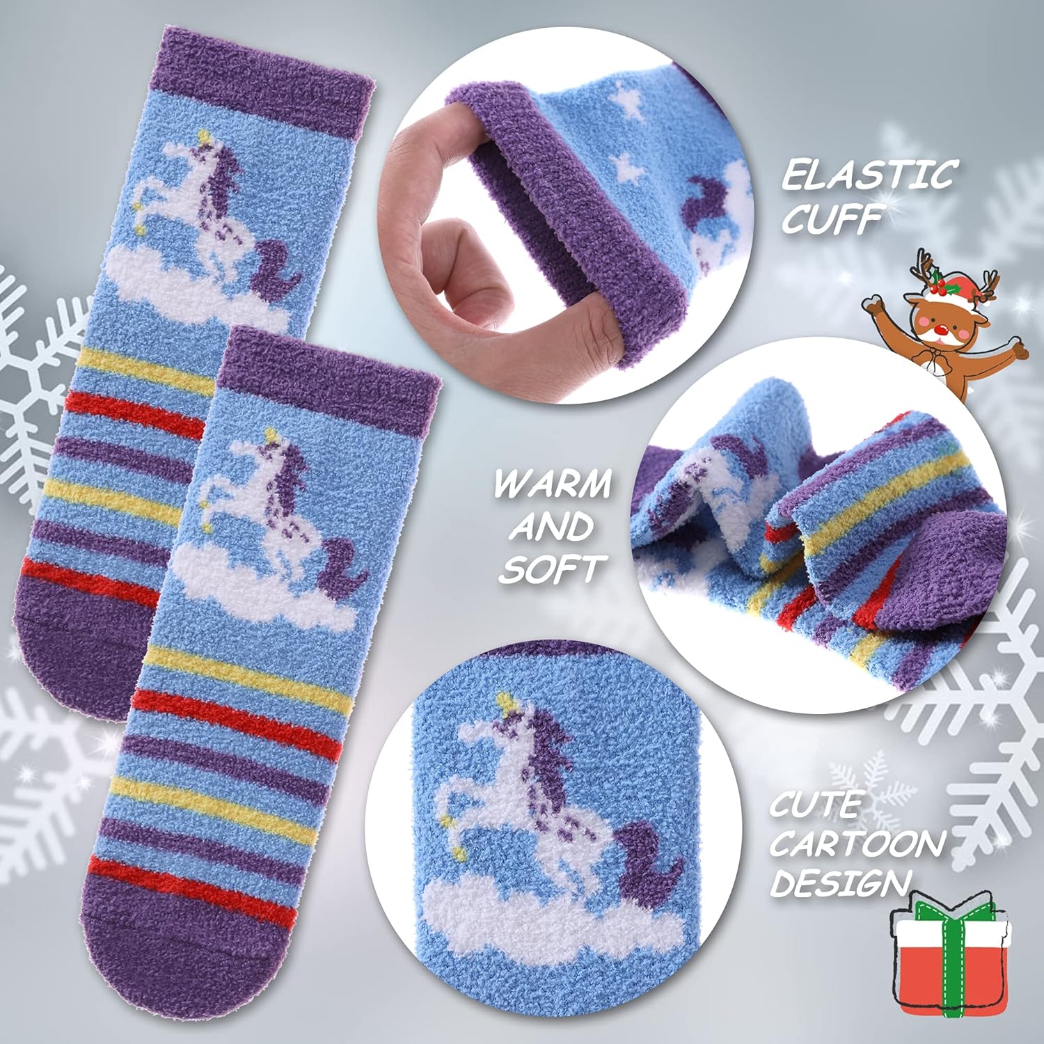 Color City Kids Non Slip Fuzzy Socks Toddlers Boys Girls with Grips Anti-Slip Cozy Fluffy Winter Warm Slipper Socks - Image 5