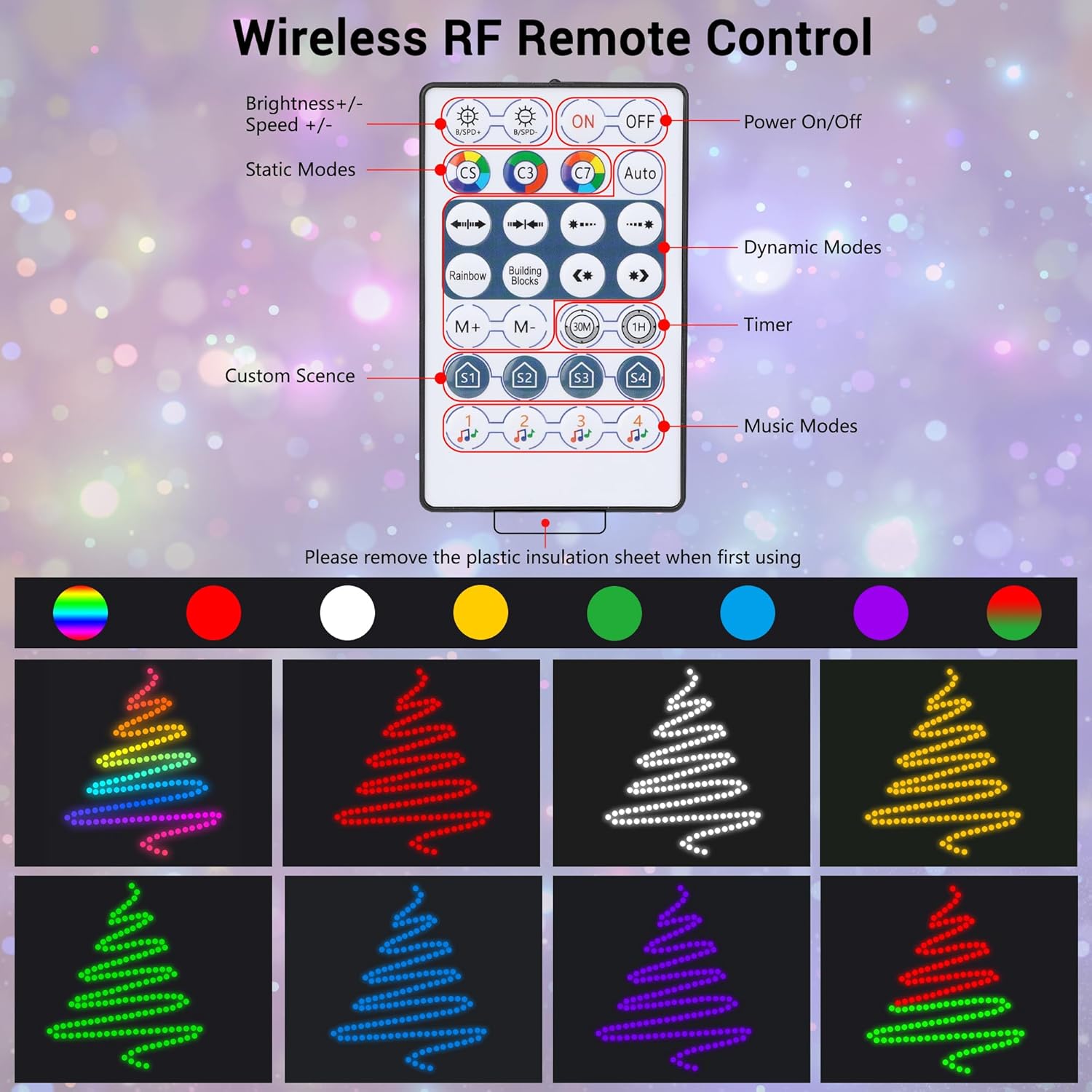 Toodour Smart Christmas Cone Tree Lights, 8FT 406 LED RGB Christmas Tree Lights with Bluetooth & App Controlled, Waterproof, Music Sync Color Changing Xmas Light for Yard Indoor Outdoor Xmas Decor - Image 9