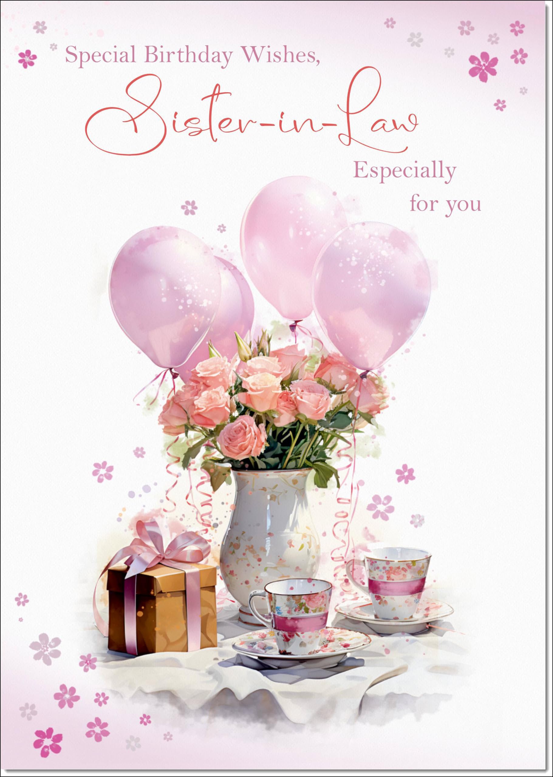 doodlecards Sister-in-Law Birthday Card Tea Party and Balloons Large A4 Size with Plain Envelope — image 1