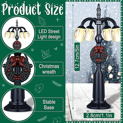 Miniatura 2 de Lámpara de Navidad para poste de aldea, accesorios de aldea, lámpara de tren, farol, lámpara de calle en miniatura, luces de calle decorativas para