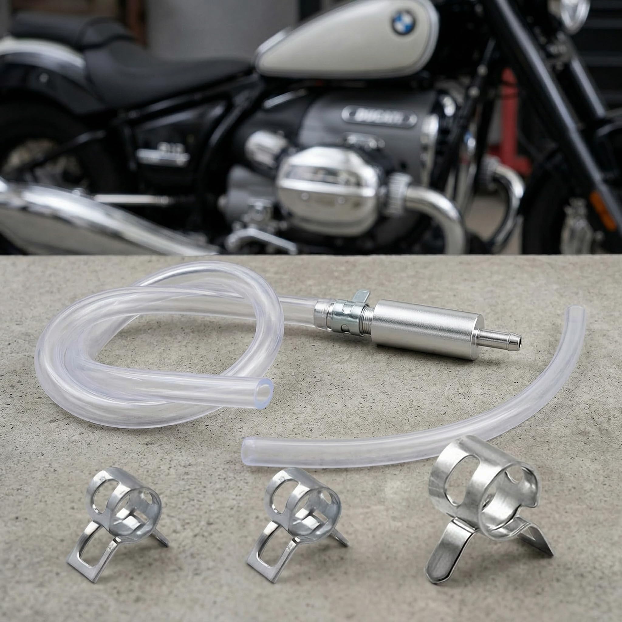 Kit Spurgo Freni Auto e Moto con Valvola Antiritorno, Attrezzo per Sanguinamento Impianto Freno e Frizione, Tubo Trasparente e Corpo in Alluminio, Universale (1 Kit)