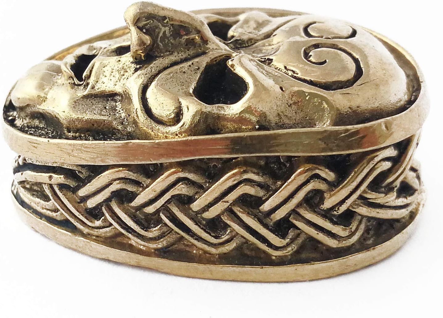 CooB Knife Finger Guard Bolster & Pommel for Custom Knife Knives Making Handle Set Celtic Death Mask. Hand-Casted Metal Knife Supplier Accessories (Bronze)