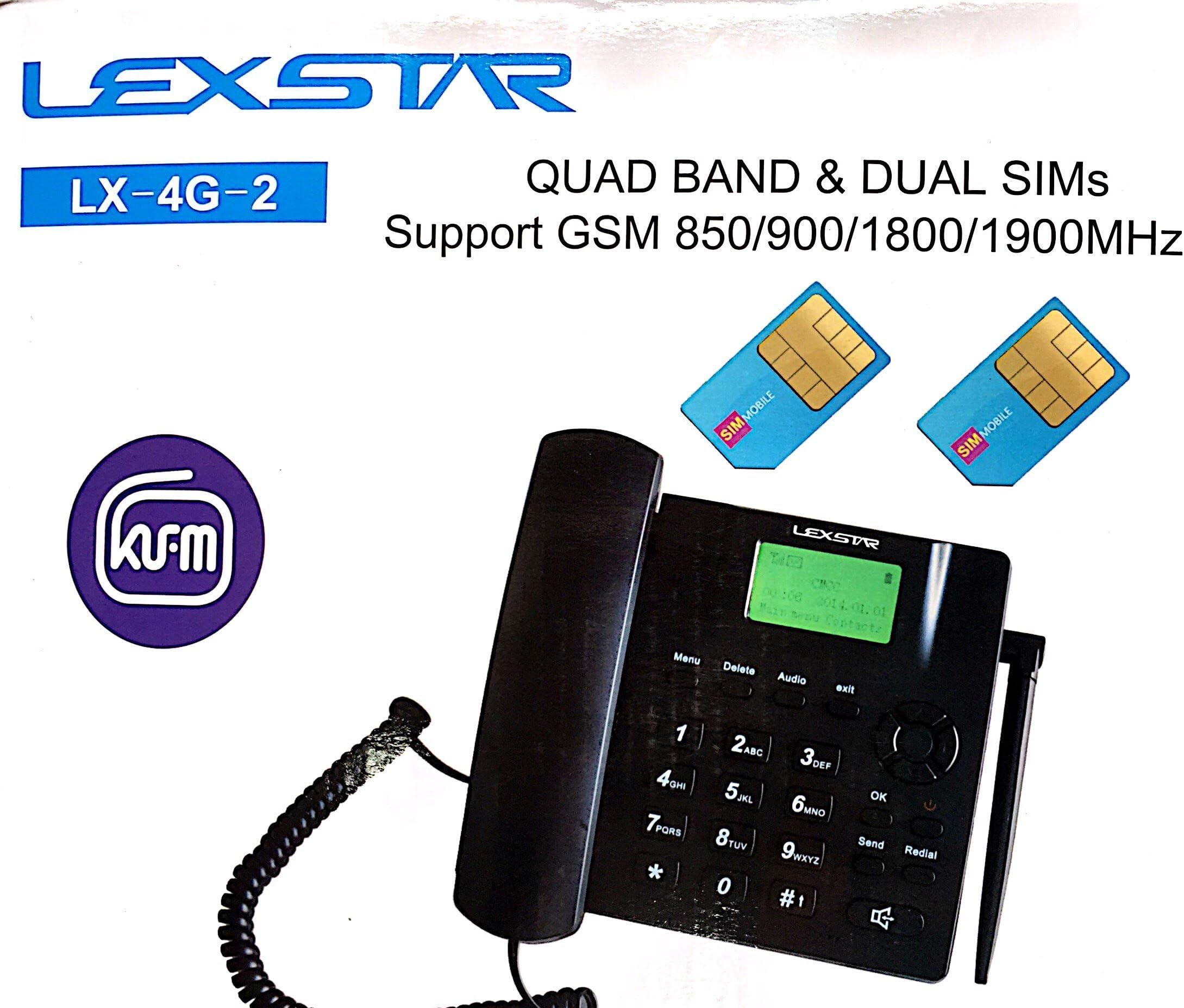 Lx-4G-2 Dual SIM Cordless Landline Phone (Black)