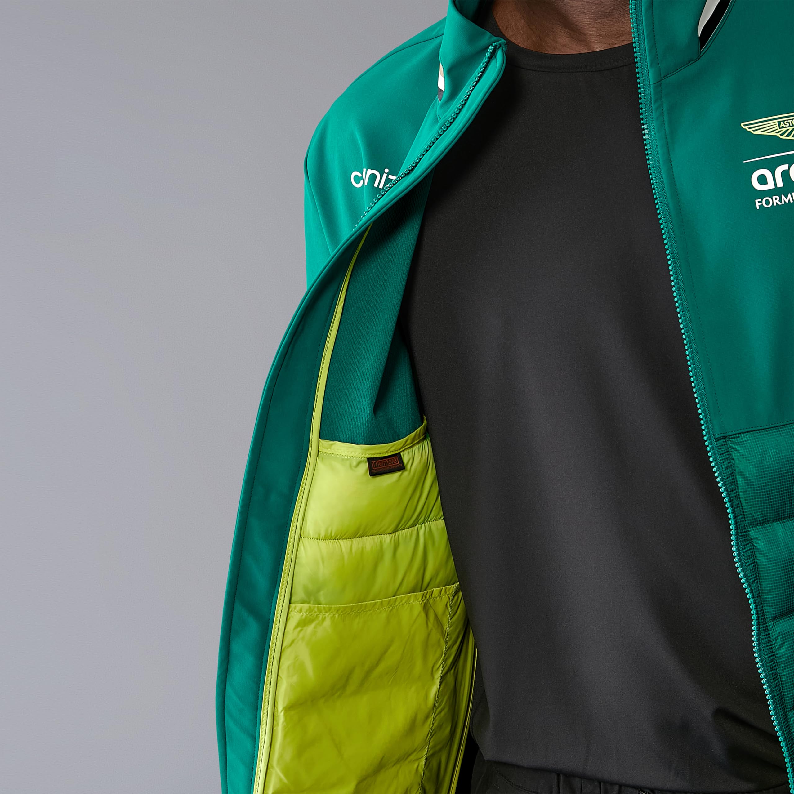 Aston Martin F1 Chaqueta híbrida del equipo 2024 para hombre con acolchado Thermore - Verde - Talla: 3XL