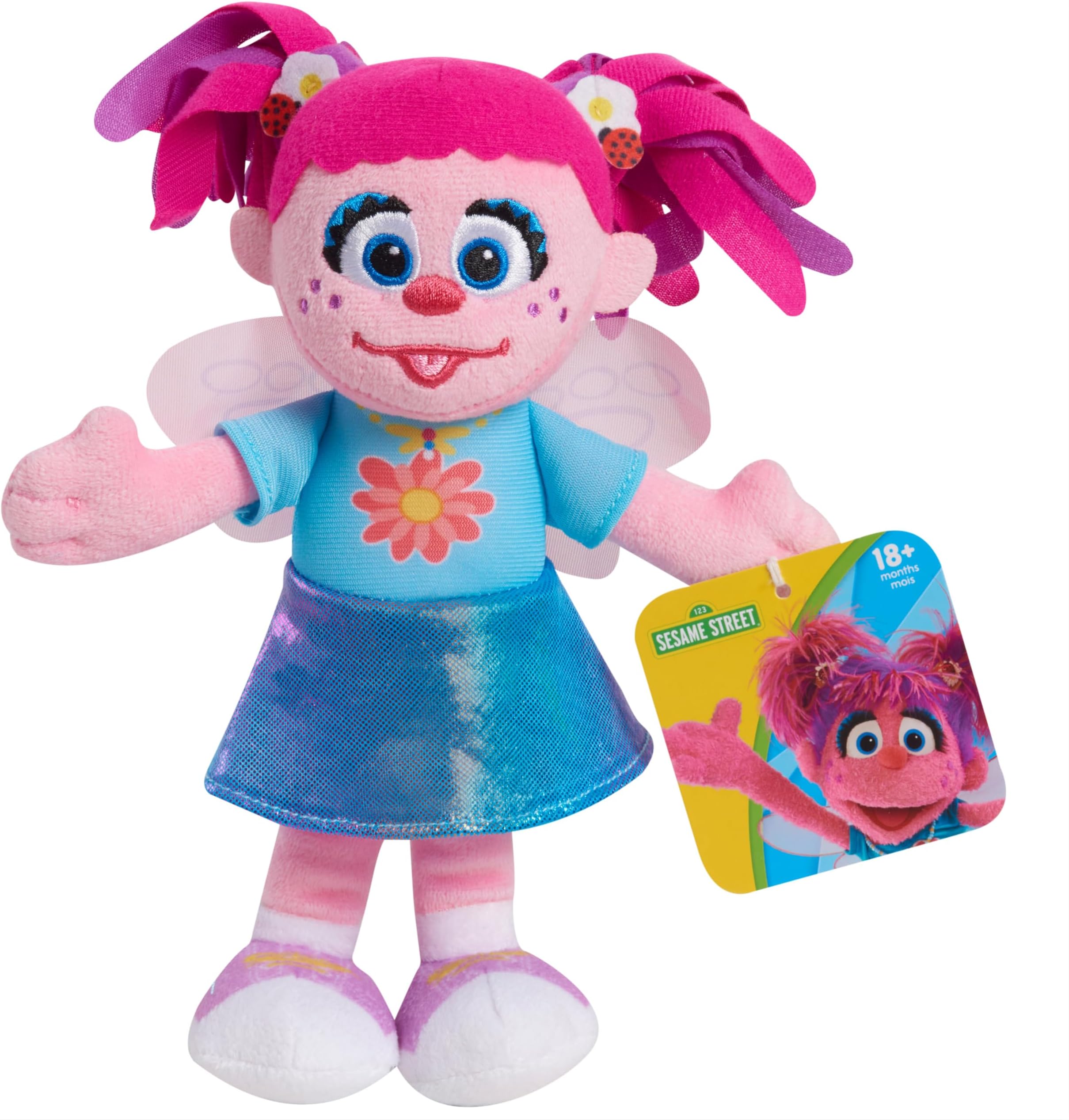 Sesame Street Friends 8-inch Abby Cadabby Sustainable Plush Stuffed Toy, Kids Toys for Ages 18 Month by Just Play